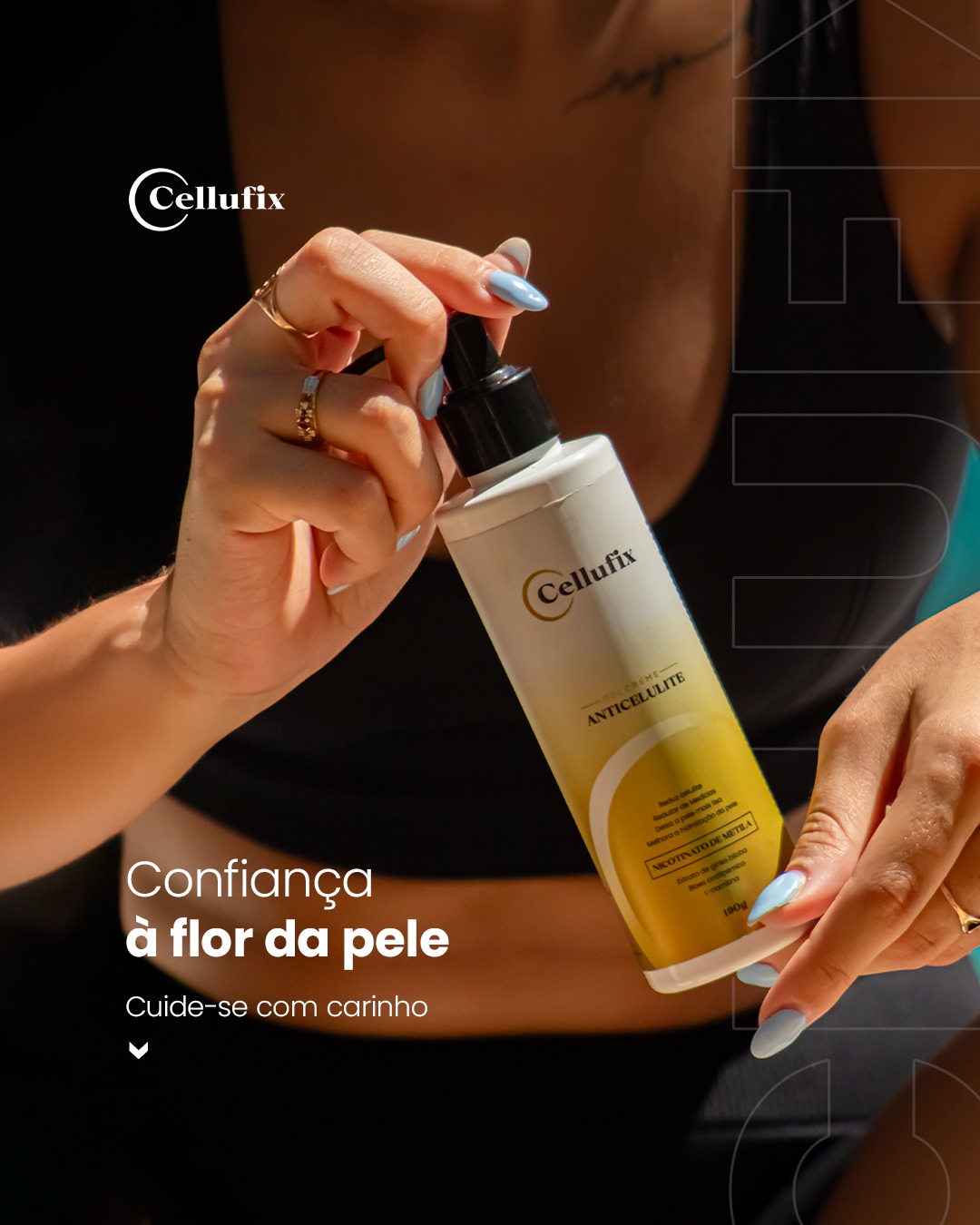 Pele lisinha, autoestima lá em cima! Cellufix é aquele cuidado que cabe no seu dia sem complicação ✨ Confiança à flor da pele, do jeitinho que você merece. #cellufix #autocuidado #peleperfeita #belezanatural #bemestar #skincarelover #cuidadoscomapele #autoestima
