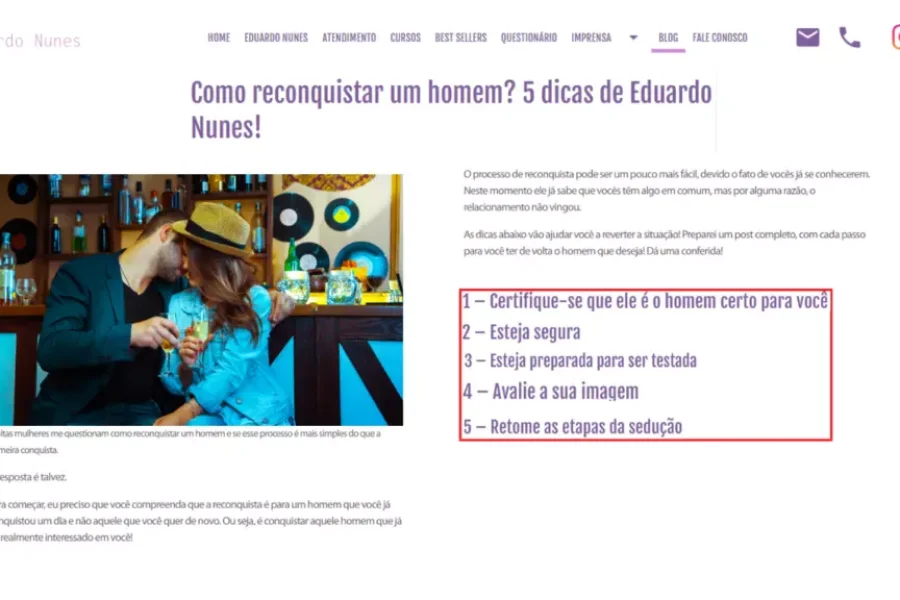10 - Dicas para conquistar um homem